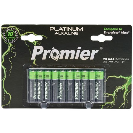 PROMIER PRODUCTS AAA Alkaline Battery, 20PK P-AAA20-4/16